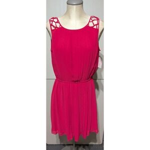 Jessica Simpson Rose Pleated Cocktail Dress Women's Sz 10 knee length Lined  a13
